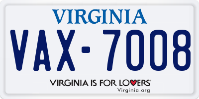 VA license plate VAX7008