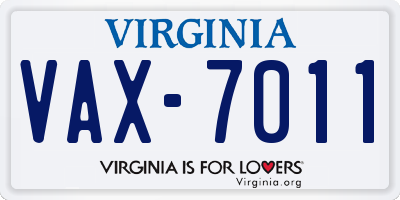 VA license plate VAX7011
