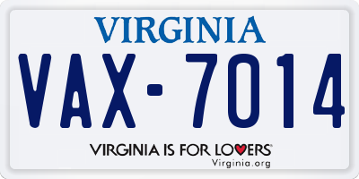 VA license plate VAX7014