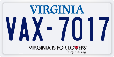 VA license plate VAX7017