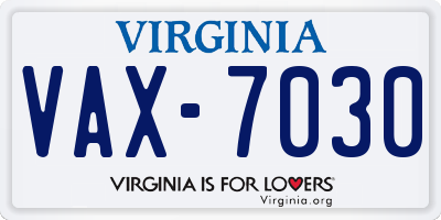 VA license plate VAX7030