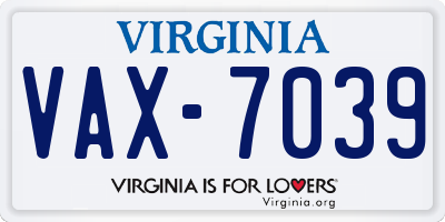VA license plate VAX7039