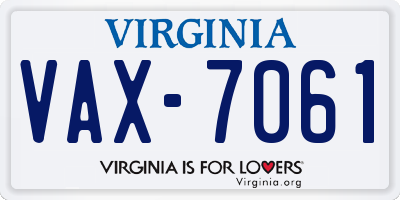 VA license plate VAX7061
