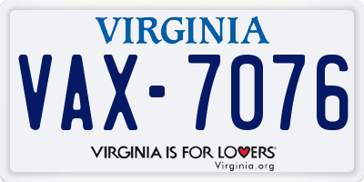VA license plate VAX7076