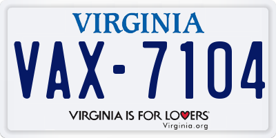 VA license plate VAX7104