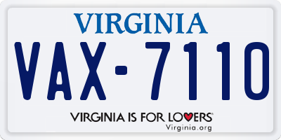 VA license plate VAX7110