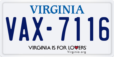 VA license plate VAX7116