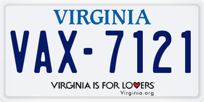 VA license plate VAX7121