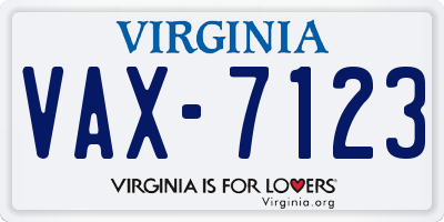 VA license plate VAX7123