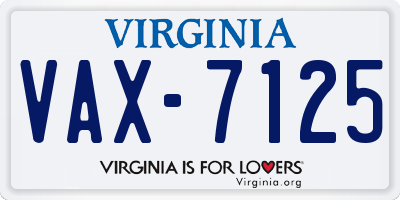 VA license plate VAX7125