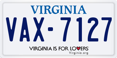 VA license plate VAX7127