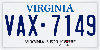 VA license plate VAX7149