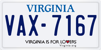 VA license plate VAX7167