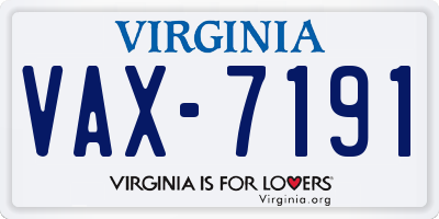 VA license plate VAX7191