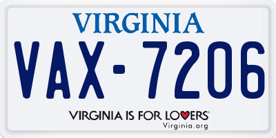 VA license plate VAX7206