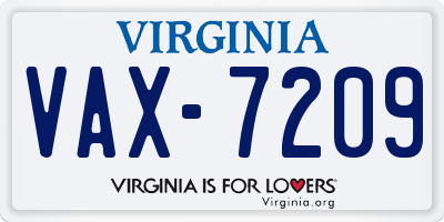 VA license plate VAX7209
