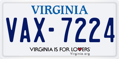 VA license plate VAX7224