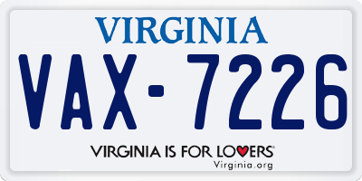 VA license plate VAX7226