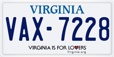 VA license plate VAX7228