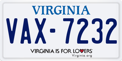 VA license plate VAX7232