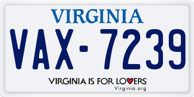 VA license plate VAX7239