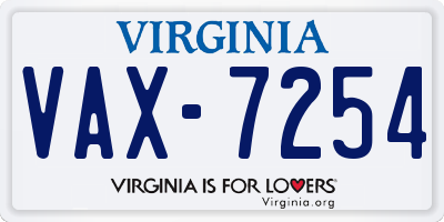 VA license plate VAX7254