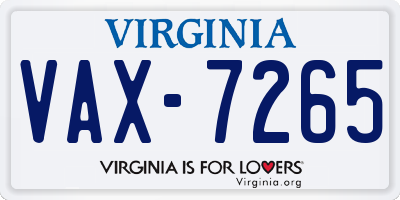 VA license plate VAX7265
