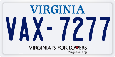 VA license plate VAX7277