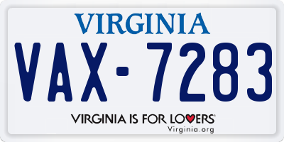 VA license plate VAX7283