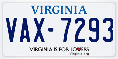 VA license plate VAX7293