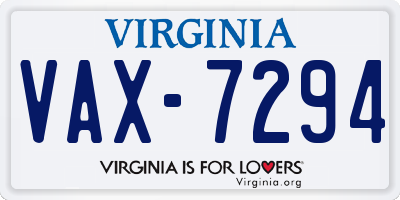 VA license plate VAX7294