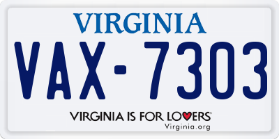 VA license plate VAX7303