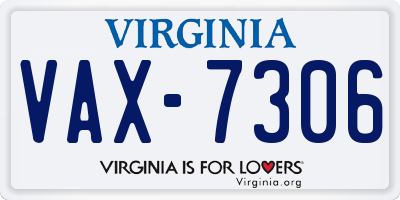 VA license plate VAX7306