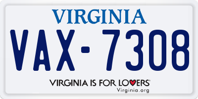 VA license plate VAX7308