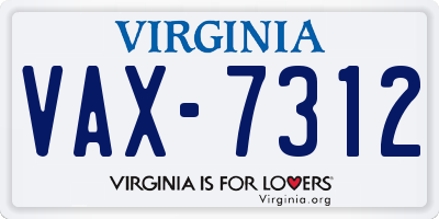 VA license plate VAX7312