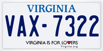 VA license plate VAX7322