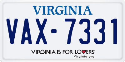 VA license plate VAX7331