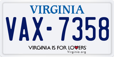 VA license plate VAX7358