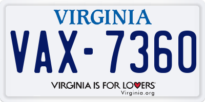 VA license plate VAX7360