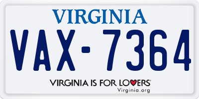 VA license plate VAX7364