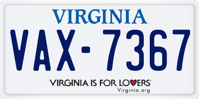 VA license plate VAX7367