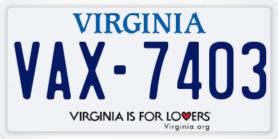 VA license plate VAX7403
