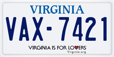 VA license plate VAX7421