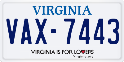 VA license plate VAX7443