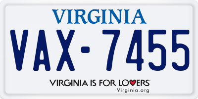 VA license plate VAX7455