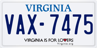 VA license plate VAX7475