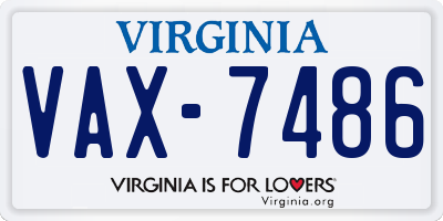 VA license plate VAX7486