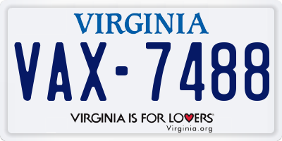 VA license plate VAX7488