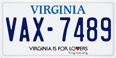 VA license plate VAX7489