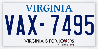 VA license plate VAX7495